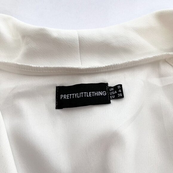 PRETTYLITTLETHING WHITE FRILL DETAIL PLEATED SKATER DRESS - - Picture 7 of 11